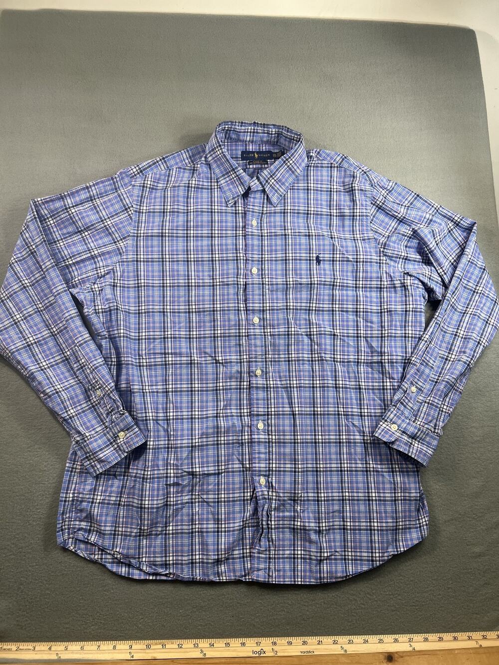 Ralph Lauren Men’s XX-Large Classic Fit Blue Red Plaid Button-Down Shirt